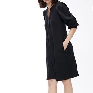 Chico’s Black Puff Sleeve Stretch Knit Henley Dress 2 Large